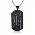 VNOX Personalized Engraved Name Black Stainless Steel Dog Tag Pendant Necklace for Men Boy,Free Chain 24″