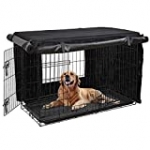 HONEST OUTFITTERS Dog Crate Cover, 48 Inch Dog Kennel Cover for Medium and Large Dog, Heavy Duty Oxford Fabric,with Double Door, Pockets and Mesh Window (49L x 31W x 33H, Black)