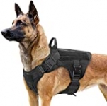 rabbitgoo Tactical Dog Harness for Medium Dogs, Military Dog Harness with Handle, No-Pull Service Dog Vest with Molle & Loop Panels, Adjustable Dog Vest Harness for Training Hunting Walking, Black, M