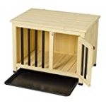 Good Life No Assembly Foldable Indoor Nature Wood Dog Crate Pet Cage Portable Cat/Dogs House Metal Railing with Tray (33″ inch L)