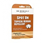 Dr. Mercola Spot On Topical Herbal Flea & Tick Repellent for Dogs, 3 Applicators (3 Month Supply), 100% Natural Formula with Geraniol and Essential Oils, Safe for Humans, Suitable for Puppies