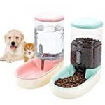 Lucky-M Pets Automatic Feeder and Waterer Set,Dogs Cats Food Feeder and Water Dispenser 3.8L,2 in 1 Cat Food Water Dispensers for Small Medium Big Pets (Pink+Green)