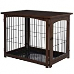 PawHut Wooden Decorative Dog Cage Pet Crate with Fence Side Table Small Animal House and Tabletop, Brown