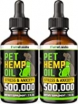 FurroLandia (2 Pack) Hemp Oil for Dogs – 500,000 – Separation Anxiety, Joint Pain, Stress & Inflammation Relief – Pet Hemp Oil Calming Drops – Dog Calming Aid – Rich in Omega 3-6-9 – Made in USA