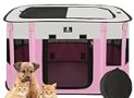 X-ZONE PET Dog Playpen, Portable Pet Play Pen for Cat, Foldable Exercise Play Tent Kennel Crate, Great for Indoor Outdoor Travel Camping Use, Come with Free Carring Case Pink M
