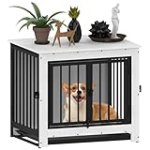 Dog Crate Furniture, Dog Crate End Table for Small and Medium Dogs,Wooden Cage Kennel Furniture Indoor, Modern Dog Crate with Multi-Purpose Removable Tray, Double-Doors Dog Furniture, White