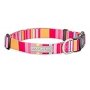 Lucky Love Dog, Colorful Stripes Dog Collar, Yellow, Pink, Blue Color Dog Collar, Cute Dog Collar for Girl Dogs – (Medium, Molly Collar)