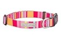 Lucky Love Dog, Colorful Stripes Dog Collar, Yellow, Pink, Blue Color Dog Collar, Cute Dog Collar for Girl Dogs – (Medium, Molly Collar)