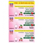Rite Aid Low Dose 81 mg Aspirin, Chewable Tablets, Cherry Flavor, 3 Bottles, 36 Count Each (108 Count Total) | Pain Reliever | Chewable Aspirin Regimen | Headache Relief Pills | Aspirin 81mg for Adults