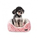 AmazonBasics Cuddler Bolster Pet Bed, Small (19 x 15 Inches), Pink Polka Dots