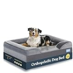 Orthopedic Sofa Dog Bed – Ultra Comfortable Dog Beds for Large Dogs – Breathable & Waterproof Pet Bed- Egg Foam Sofa Bed with Extra Head and Neck Support – Removable Washable Cover & Nonslip Bottom.