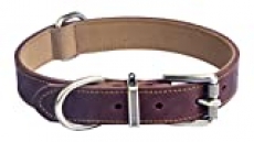 Jatinoo Basic Classic Genuine Leather Dog Collar Buckle Soft Martingale Dog Collar for Small, Medium, Large and XL Dogs|Wide and Thick (Brown, M)