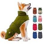 KYEESE Dog Coats Winter Dog Jacket with Leash Hole Winter Windproof Padded Sherpa Dog Vest Cold Weather Coats for Small Dogs DarkGreen