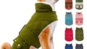 KYEESE Dog Coats Winter Dog Jacket with Leash Hole Winter Windproof Padded Sherpa Dog Vest Cold Weather Coats for Small Dogs DarkGreen