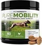 PureMobility Glucosamine for Dogs – Premium Dog Joint Supplement Support with Glucosamine, Green-Lipped Mussel, Collagen & Turmeric – Advanced Hip & Joint Chews & Pet Joint Pain Relief 60 ct