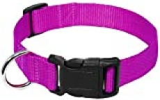 AEDILYS Adjustable Nylon Dog Collar Classic Solid Colors for Small Sized Dogs Neck 11-17 inch, Purple