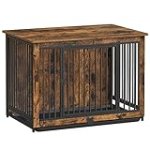Feandrea Dog Crate Furniture, 38 Inches Dog Kennel for Dogs up to 70 lb, with Removable Tray, Heavy-Duty Dog Cage End Table, Double Doors Dog House, Rustic Brown UPFC013X01