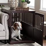 Newport Dog Crate Kennel Cage Bed Night Stand End Table Wood Furniture Cave House Room Large Size/Dark Brown.