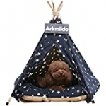 Pet Teepee Dog & Cat Bed with Cushion- Luxery Dog Tents & Pet Houses with Cushion & Blackboard (Star)