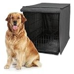 Friends Forever Metal Dog Crate Cover 42 inch, Wire Dog Kennel Cover w/Light Blocking Protective Curtain, Dog Cage Cover w/Roller Shades, Machine Washable, Trucker Black