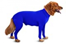 Shed Defender Original Dog Onesie – Seen On Shark Tank, Contains Shedding of Dog Hair for Home, Car, Travel, Anxiety Calming Shirt, Surgery Recovery Body Jumpsuit, E Collar Alternative(Royal Blue,XL)