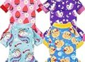 XPUDAC 4 Piece Dog Pajamas for Small Dogs Pjs Clothes Puppy Onesies Outfits for Doggie Christmas Shirts Sleeper for Pet Cats Jammies-S
