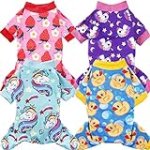 XPUDAC 4 Piece Dog Pajamas for Small Dogs Pjs Clothes Puppy Onesies Outfits for Doggie Christmas Shirts Sleeper for Pet Cats Jammies-S