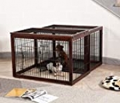 Simply Plus Wood Wire Dog Crate Rotatable Crate with Slide Tray and Detachable Top Cover Indoor Pet Crate Side Table New Zealand Solid Wood