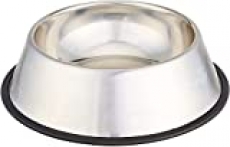 AmazonBasics Stainless Steel Pet Dog Water And Food Bowl, Single Pack (11 x 3 Inches)