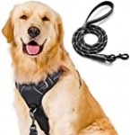 rabbitgoo No-Pull Dog Harness Leash Set Heavy Duty Halter Harness with Leash for Large Dogs Reflective Adjustable Pet Vest Harness Outdoor Training Leash, Large, Black