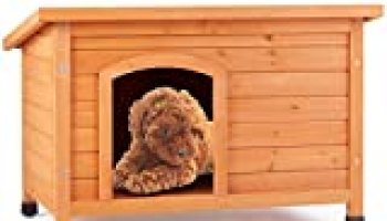 AVAWING Outdoor Wooden Dog House, Dog Kennel w/Raised Feet, Weatherproof Roof&Removable Floor for Small/Medium Dog Breeds, 33.3â€�x 24.4â€�x 22â€�