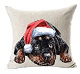 LYNZYM Cotton Linen Sofa Pillowcover Decorative Cushion Cover 18″X 18″ Throw Pillow Covers Home Decor Christmas Pillow Christmas Dog (4)