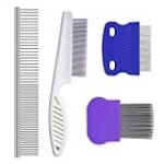 Set of 4 Pets Grooming Comb Kit for Puppies and Small Cats,Tear Stain Remover Combs,Pet Grooming Lice Comb,Perfect for Finishing and Fluffing,Round Teeth Combs