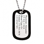 Men Women Personalized Military Army Dog Tags with Black Silencer Custom Engraved Medical Alert ID Tag Pendant with Stainless Steel Chain 23″