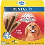 PEDIGREE DENTASTIX Large Dog Dental Treats Beef Flavor Dental Bones, 1.72 lb. Pack (32 Treats)