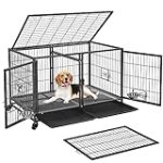 Yaheetech Stackable Dog Crate with Divider 43” Rolling Heavy Duty Dog Cage with Open Top/ 2 Removable Trays for Small/Medium Dog