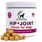 Genuine Naturals Glucosamine Chondroitin, MSM, Organic Turmeric Soft Chews, Hip and Joint Supplement for Dogs, Supports Healthy Joint Function and Helps with Pain Relief, 120-Count