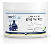 TrueBlue Cucumber & Chamomile Safe and Sure Dog Eye Wipes – Pre-Moistened Textured Pads for Tear Stain Eye Cleaning – Cleansing Eye Wipe for Dogs, Puppies – Non-Toxic, All-Natural – 50 Count