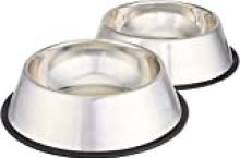 AmazonBasics Stainless Steel Pet Dog Water And Food Bowl, Set of 2 (11 x 3 Inches)