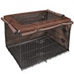 Explore Land Dog Crate Cover for 42 Inches Wire Cage, Heavy-Duty Lattice Pet Kennel Covers Compatible with 1 2 3 Doors Standard Metal Crate(Brown)