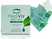 Mediviz Tea Tree Eyelid Wipes – Exfoliating, Hypoallergenic Eyelid Scrubs to Help With Crusty Eyelashes, Eyelid Bumps, Allergies, Demodex Mites, Clogged Meibomian Glands, Eyelid Irritation (30-Pack)