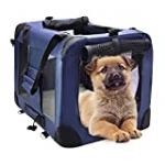 MIEMIE Soft Collapsible Dog Travel Crate Portable Dog Kennel with Straps and Mat, Pet Carrier – Great for Indoor and Outdoor Use (23″ L x 17″ W x 17″ H, Navy)