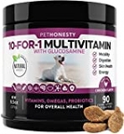 10 in 1 Dog Multivitamin with Glucosamine – Essential Dog Vitamins with Glucosamine Chondroitin, Probiotics and Omega Fish Oil for Dogs Overall Health – (Chicken)