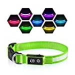 LED Dog Collar, Light up Dog Collar Night Safety, Adjustable USB Rechargeable Water Resistant Puppy Reflective Collar