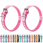 LuckinPET Waterproof Reflective Dog Collar Replacement Strap for Shock Collar and Fence Easy Clean Odorless Dog Collar Metal Buckle 3/4 Inch Adjustable Size Durable Anti-odor TPU Dog Collar Pink Pack2