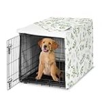 Sweet Jojo Designs Green Boho Floral Leaf Dog Crate Cover – Kennel Covers for 36 Inch Pet Cage Medium – Neutral Sage White Bohemian Watercolor Botanical Flower Woodland Tropical Garden Nature