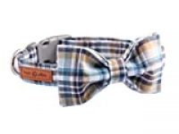 Lionet Paws Dog and Cat Collar with Bowtie Grid Collar Plastic Buckle Light Adjustable Collars for Small Medium Large Dogs