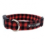 Red & Black Buffalo Plaid Collar for Pets Size Medium 3/4 Inch Wide and 13-20 Inches Long – Hand Made Dog Collar by Oh My Paw’d