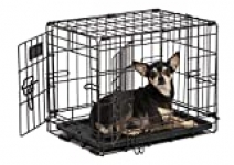 Dog Crate | MidWest iCrate XXS Double Door Folding Metal Dog Crate w/ Divider Panel, Floor Protecting Feet & Leak-Proof Dog Tray | 18L x 12W x 14H Inches, Toy Dog Breed, Black
