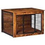 Bigrab Dog Crate Furinture with Thick Cushion, Side End Table Wooden Dog Cage with Double Doors, Chew-Resistant Dog Kennel Dog House Indoor for Small to Large Dog, S